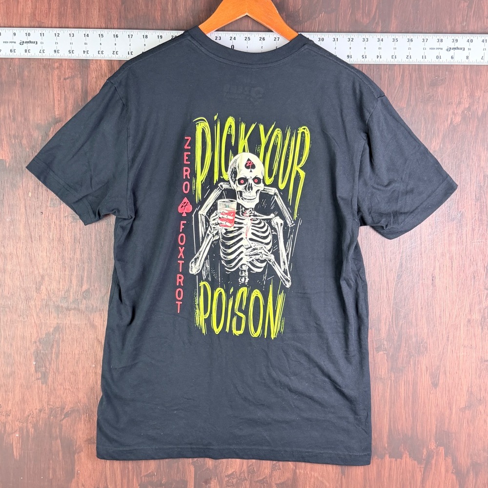 Zero Foxtrot Pick Your Poison Skeleton Graphic T-Shirt Black Mens Large 2024